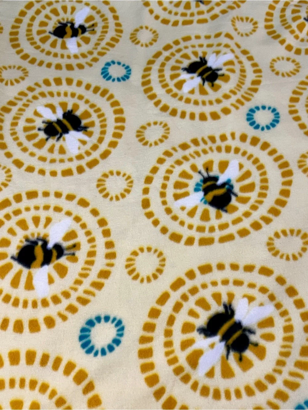 Handmade Crocheted Afghan Reversible Bee Print Granny Baby Throw Blanket 43x36
